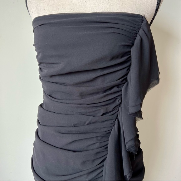EXPRESS Black Strapless Ruched Chiffon Sheath Mini Dress—SZ. 6 - Picture 13 of 14